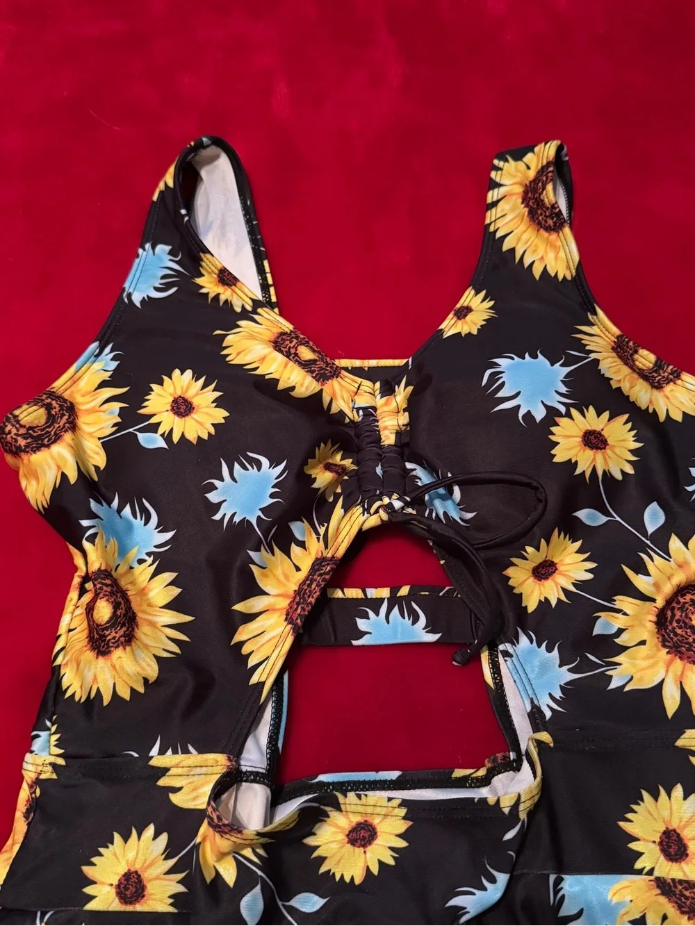 ESPRLIA Sunflower Swim Dress One Piece Swimsuit Cutout 1XL